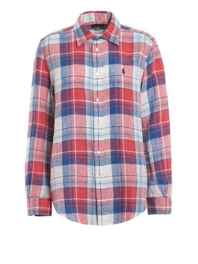 Shop Polo Ralph Lauren Two-tone Check Linen Shirt In Multicolour