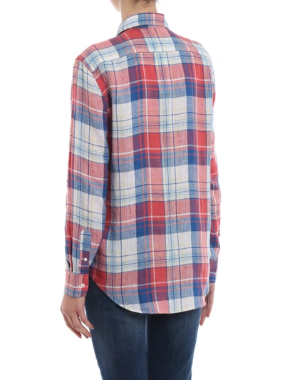Shop Polo Ralph Lauren Two-tone Check Linen Shirt In Multicolour