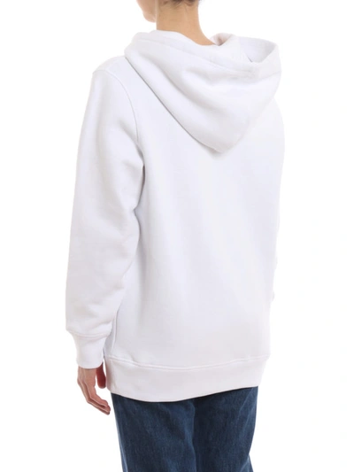 Shop Burberry Logo Embroidery Over Hoodie In White