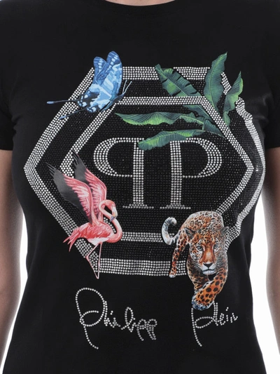 Shop Philipp Plein Jungle Crystal Embellished Black T-shirt