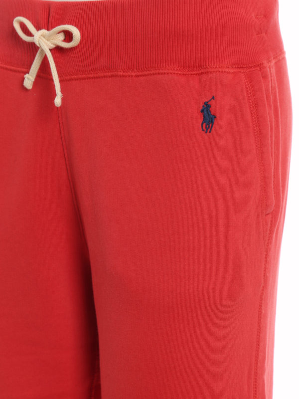 Polo Ralph Lauren Red Cotton Fleece Tracksuit Bottoms | ModeSens