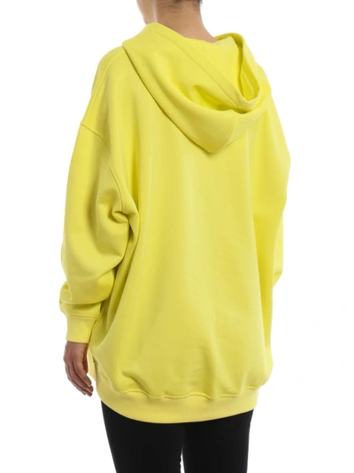 Shop Givenchy Logo Embroidery Over Hoodie In Yellow