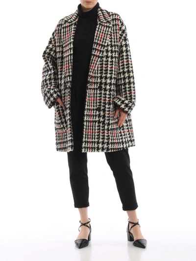 Shop Red Valentino Houndstooth Tweed Oversized Coat In Black