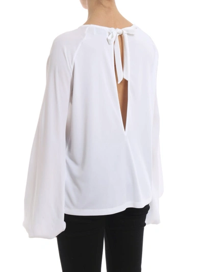 Shop Dondup Embroidered Puffed Sleeve Blouse In White