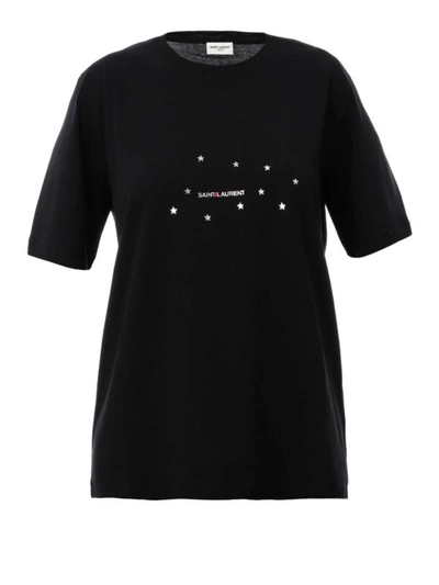 Shop Saint Laurent Star Print Jersey T-shirt In Black