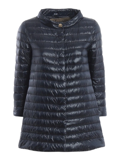 Shop Herno Ultralight Rossella Long Puffer Jacket In Dark Blue