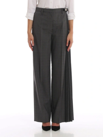 Shop Prada Pleated Panel Micro Prince Of Wales Trousers In Grey