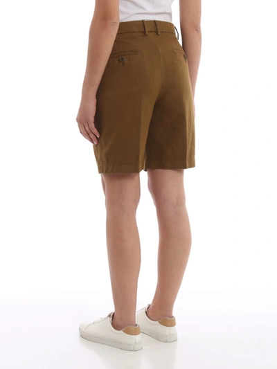 Shop Aspesi Burnt Umber Cotton And Linen Short Pants In Brown