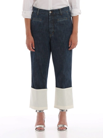 Shop Loewe Boyfriend Jeans With Maxi Turn-ups In Dark Wash