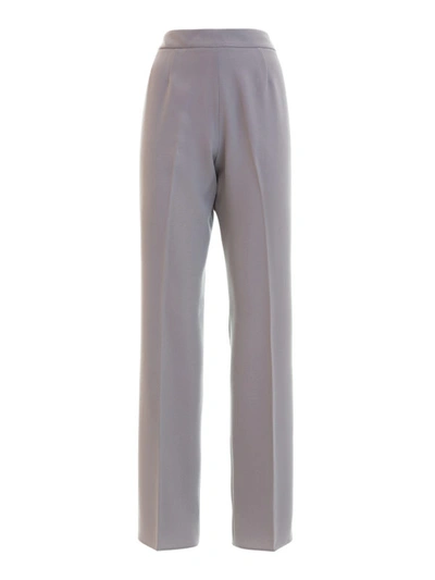 Shop Armani Collezioni Crepe Straight Leg Trousers In Grey
