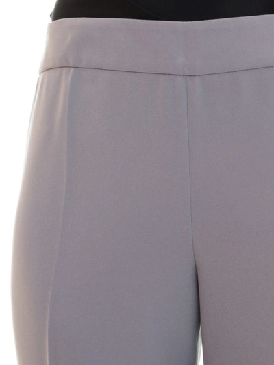 Shop Armani Collezioni Crepe Straight Leg Trousers In Grey