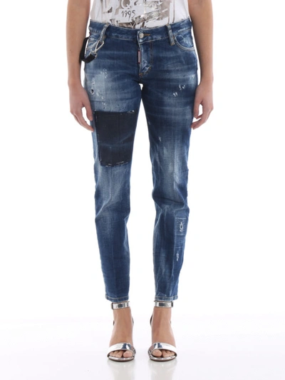 Shop Dsquared2 Jennifer Cropped Cotton Jeans In Light Wash