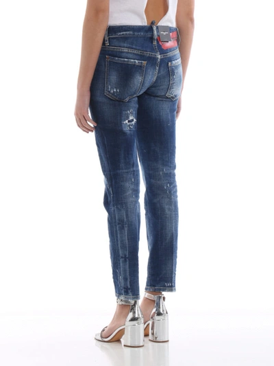 Shop Dsquared2 Jennifer Cropped Cotton Jeans In Light Wash