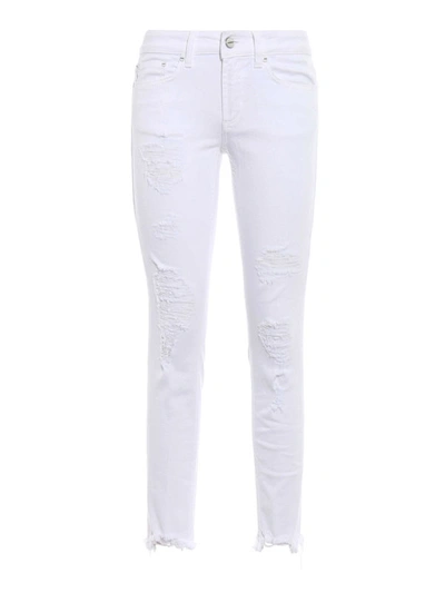 Shop Dondup Monroe Destroyed Crop Jeans In White