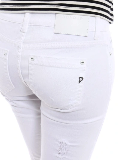 Shop Dondup Monroe Destroyed Crop Jeans In White