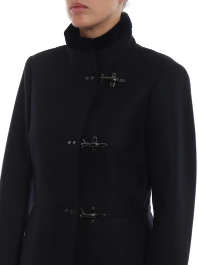 Shop Fay Virginia Dark Blue Wool And Cashmere Coat