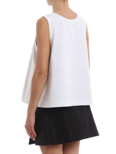 Shop Prada Bow Embellished Compact Cotton A-line Top In White
