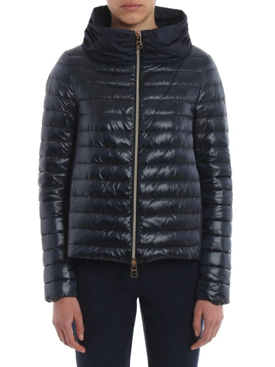 Shop Herno Blue Asymmetric Puffer Jacket