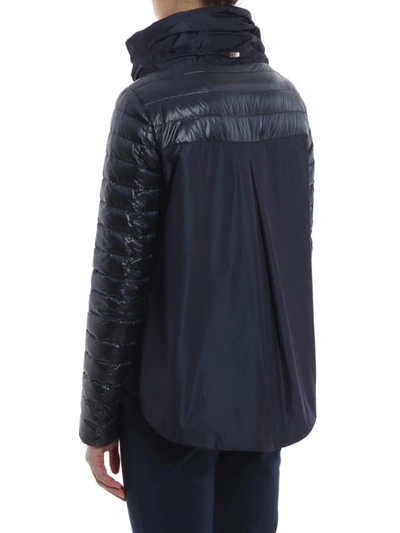 Shop Herno Blue Asymmetric Puffer Jacket