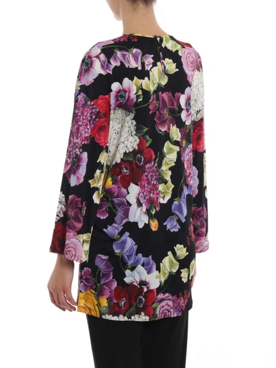 Shop Dolce & Gabbana Hydrangea Print Jersey Tunic In Multicolour