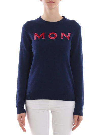 Shop Moncler Mon Cler Cashmere Blue Sweater
