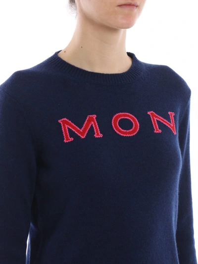 Shop Moncler Mon Cler Cashmere Blue Sweater