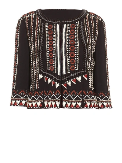 Shop Alberta Ferretti Ethnic Style Cropped Jacket In Multicolour