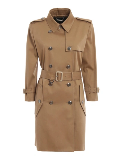 Shop Givenchy Classic Cotton Trench Coat With Shoulder Pads In Dark Beige