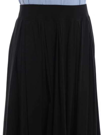 Shop Aspesi Black Jersey Cotton Pleated Midi Skirt