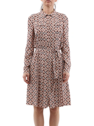 Shop Bottega Veneta Patterned Silk Shirt Dress In Multicolour