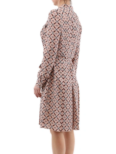 Shop Bottega Veneta Patterned Silk Shirt Dress In Multicolour