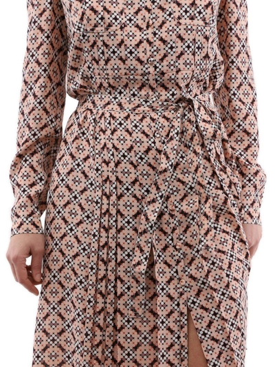 Shop Bottega Veneta Patterned Silk Shirt Dress In Multicolour