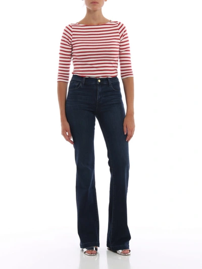 Shop J Brand Maria Flared Jeans In Dark Wash