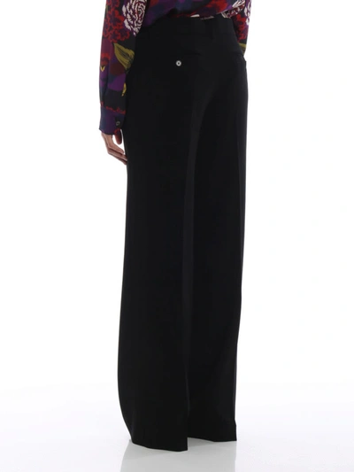 Shop Aspesi Black Crepe Masculine Wide Leg Trousers