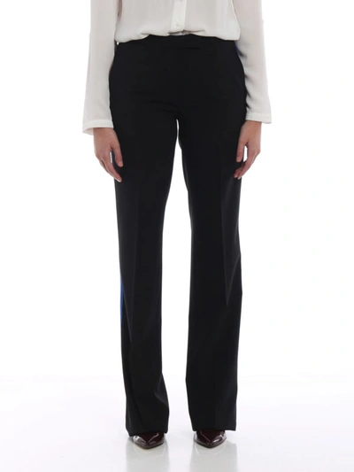 Shop Etro Wide Leg Crepe Trousers With Side Bands In Black