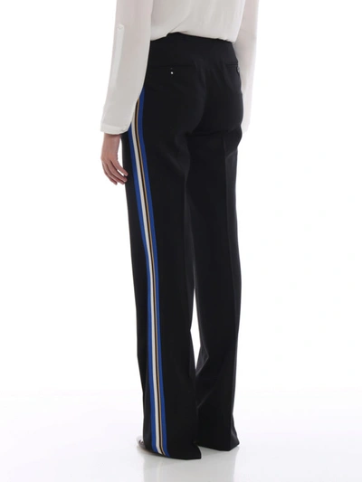 Shop Etro Wide Leg Crepe Trousers With Side Bands In Black