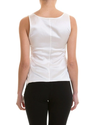 Shop Emporio Armani Simple Design Silk Satin Tank Top In White