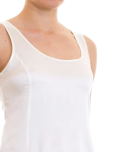Shop Emporio Armani Simple Design Silk Satin Tank Top In White