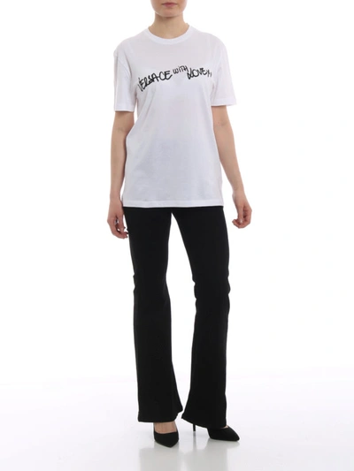 Shop Versace With Love Cotton Over T-shirt In White