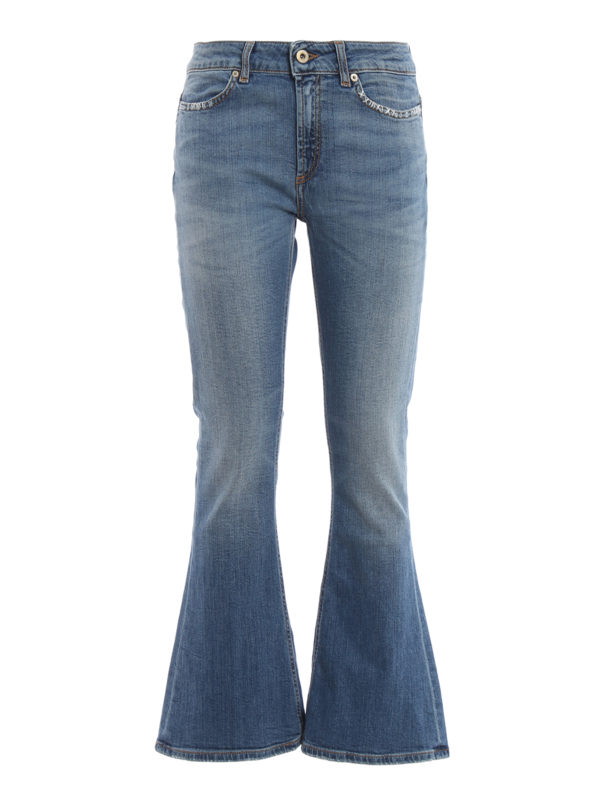 Dondup Adler Crop Skinny Bootcut Jeans In Medium Wash | ModeSens