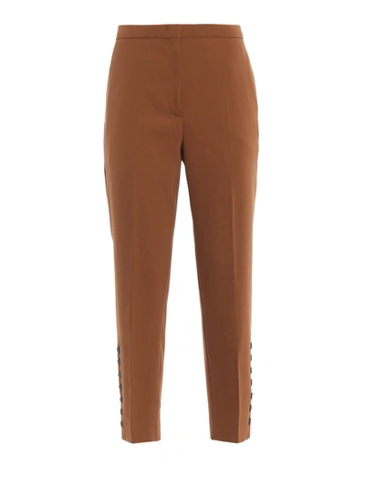Shop N°21 Button Detailing Light Brown Cady Trousers