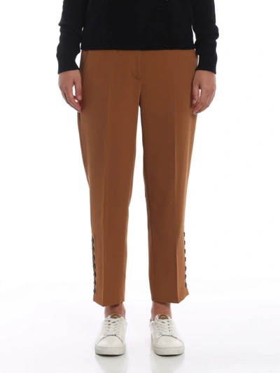 Shop N°21 Button Detailing Light Brown Cady Trousers