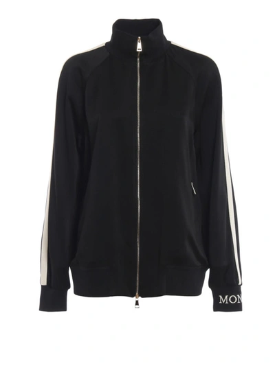 Shop Moncler Black Acetate Blend Zipped Sweatshirt