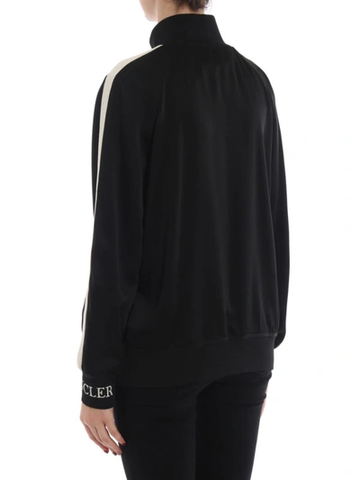 Shop Moncler Black Acetate Blend Zipped Sweatshirt