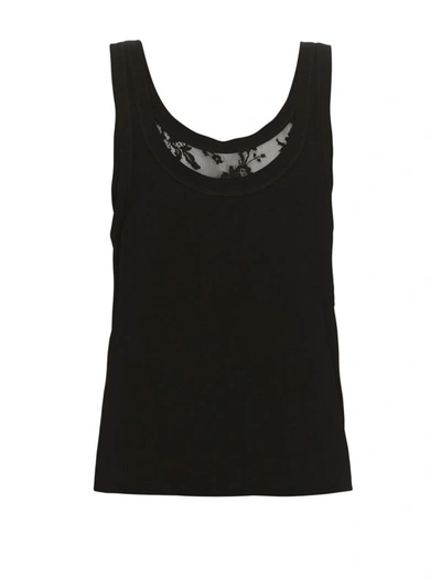 Shop Alexander Mcqueen Silk And Lace Tiered Tank Top In Black