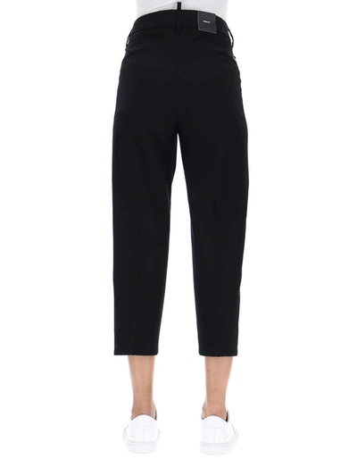 Shop Dsquared2 Cropped Wool Trousers With Contrasting Bands In Black