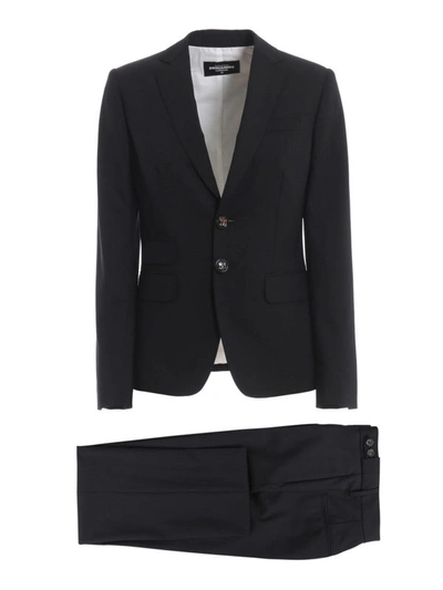 Shop Dsquared2 Wool Suit With Logo Buttons In Black