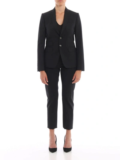 Shop Dsquared2 Wool Suit With Logo Buttons In Black