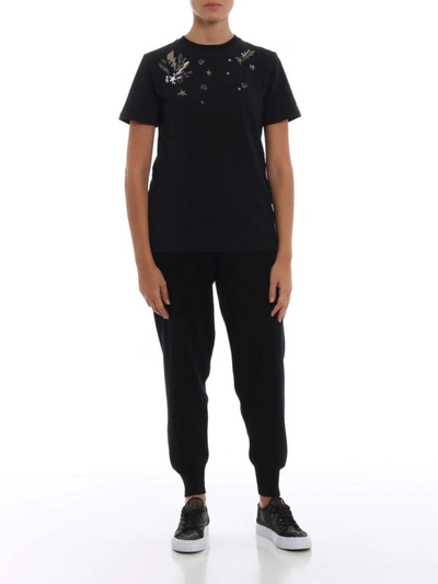 Shop Dondup Jersey T-shirt With Applications In Black