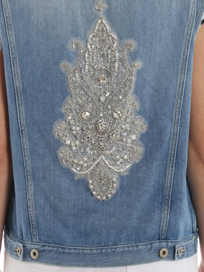 Shop Dondup Cotton Light Washed Denim Waistcoat